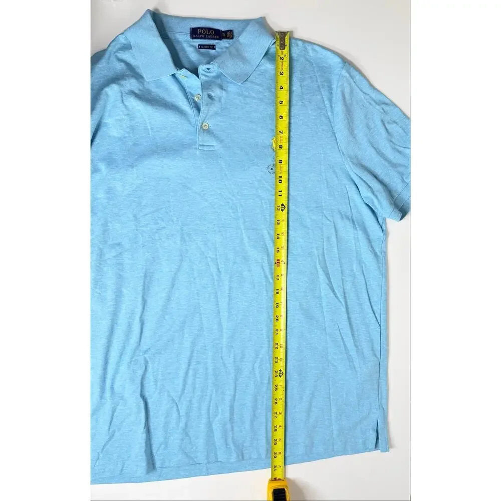 Polo Ralph Lauren Classic Fit Short Sleeve Polo Shirt Size XL Blue Yellow Logo